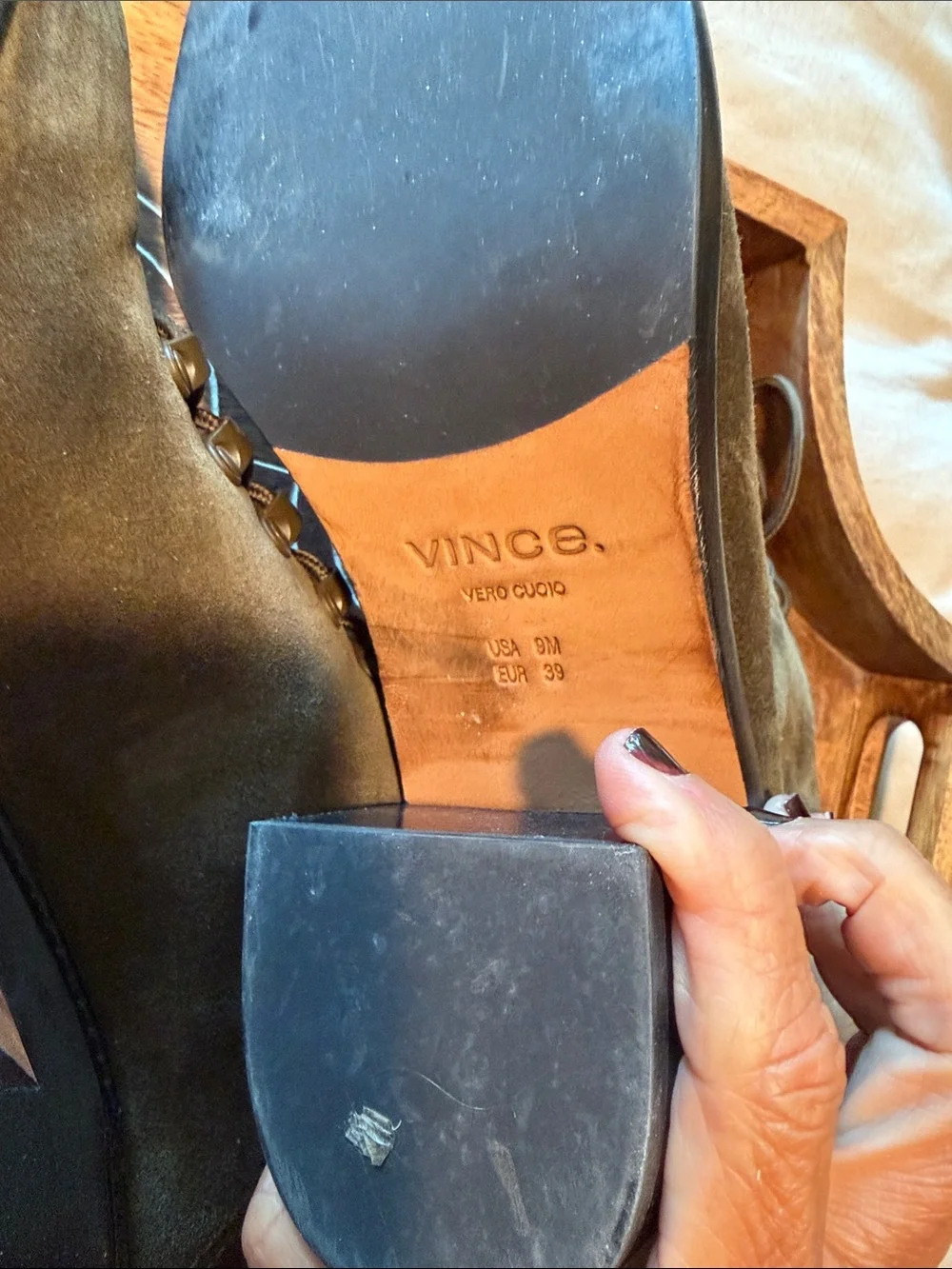 Vince Olive Green Suede Lace-Up Ankle Boots